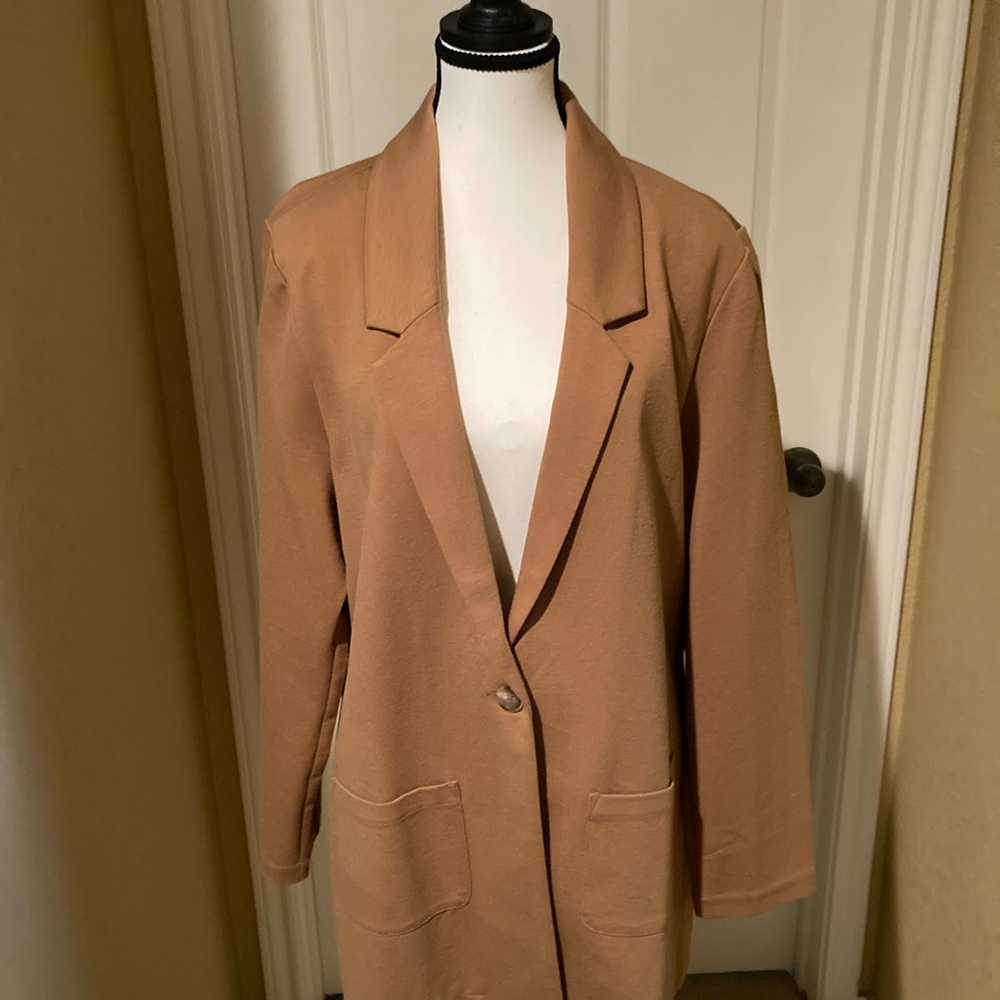 Knit Relaxed Blazer - praline heather color